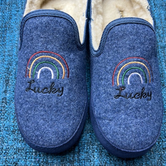 Lucky Brand Kozey 2 Faux Fur Lucky Rainbow Slippers in Blue - Picture 3 of 8